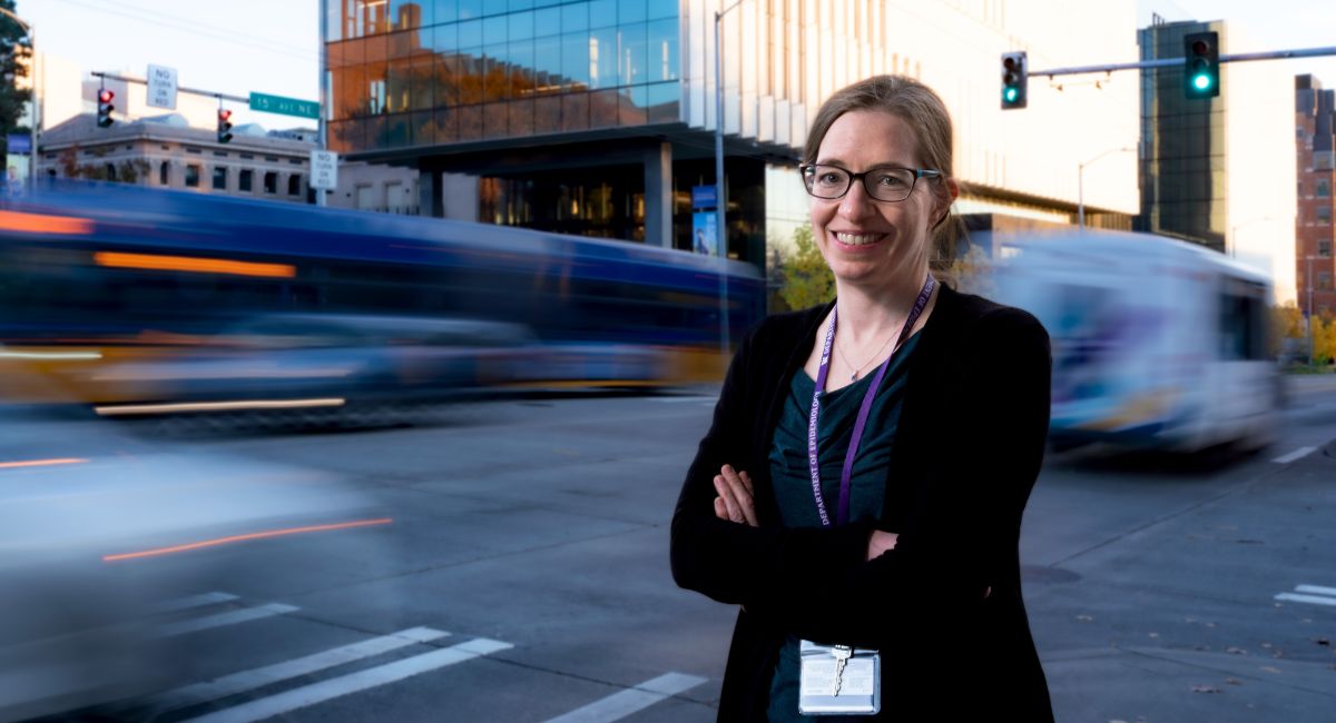 Mandy Fretts on sidewalk