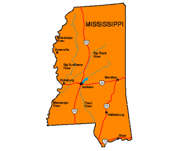 Mississippi state map