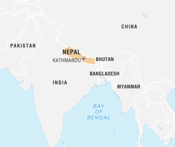 Nepal on a map